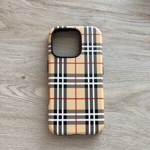 Plaid Pattern Phone Case - Tan and Black